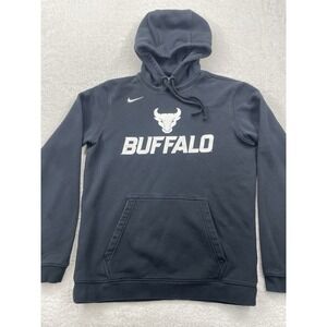 Nike University Of Buffalo Hoodie UB Bulls Mens Swoosh Black Sweatshirt‎ Medium